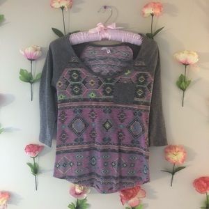NWOT Tribal Print Pocket Tee